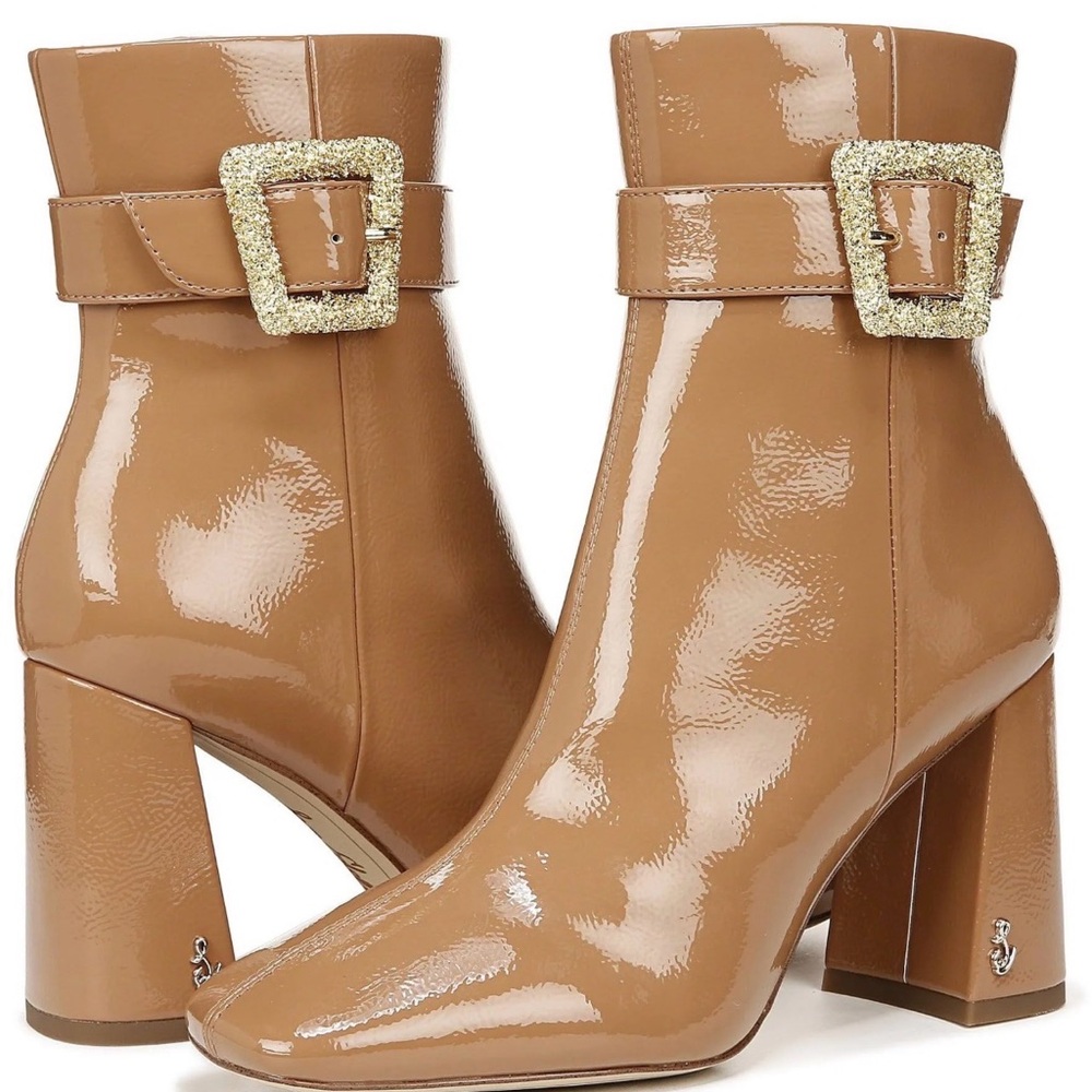 Sam Edelman Corinne square toe buckled strap high heel dress booties size 10 New